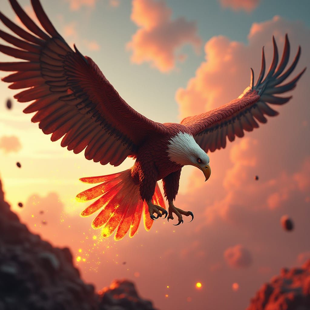 Eagle in Turbulent Blast of Color