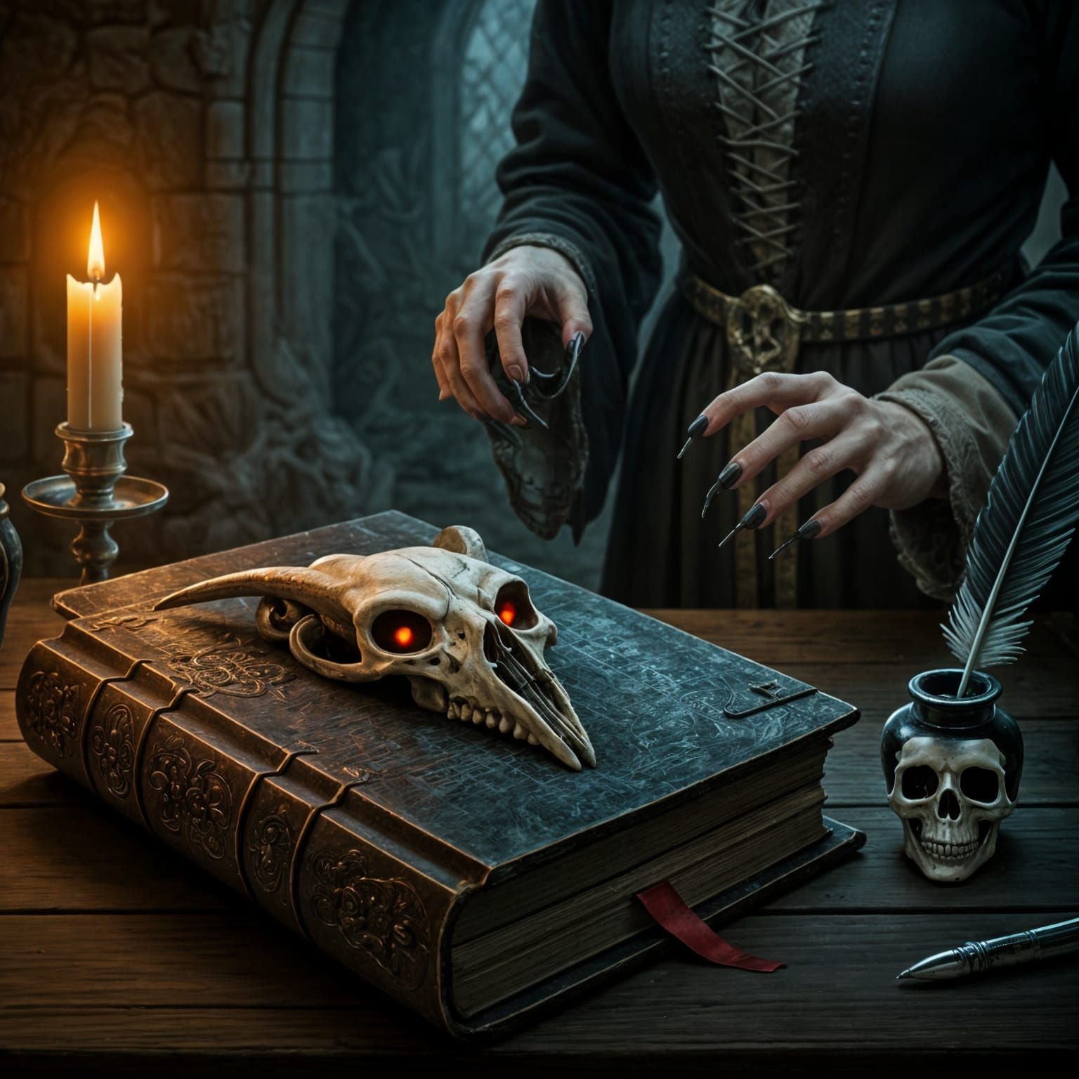 Cursed Book in Medieval Monastery Scriptorium