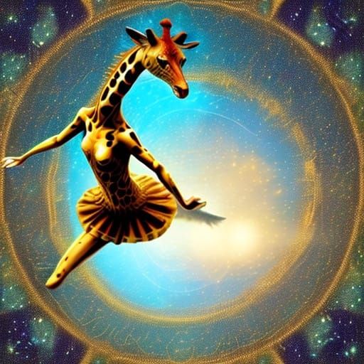 Majestic Giraffe Ballerina Priestess in a Dramatic Pulpit Sc...
