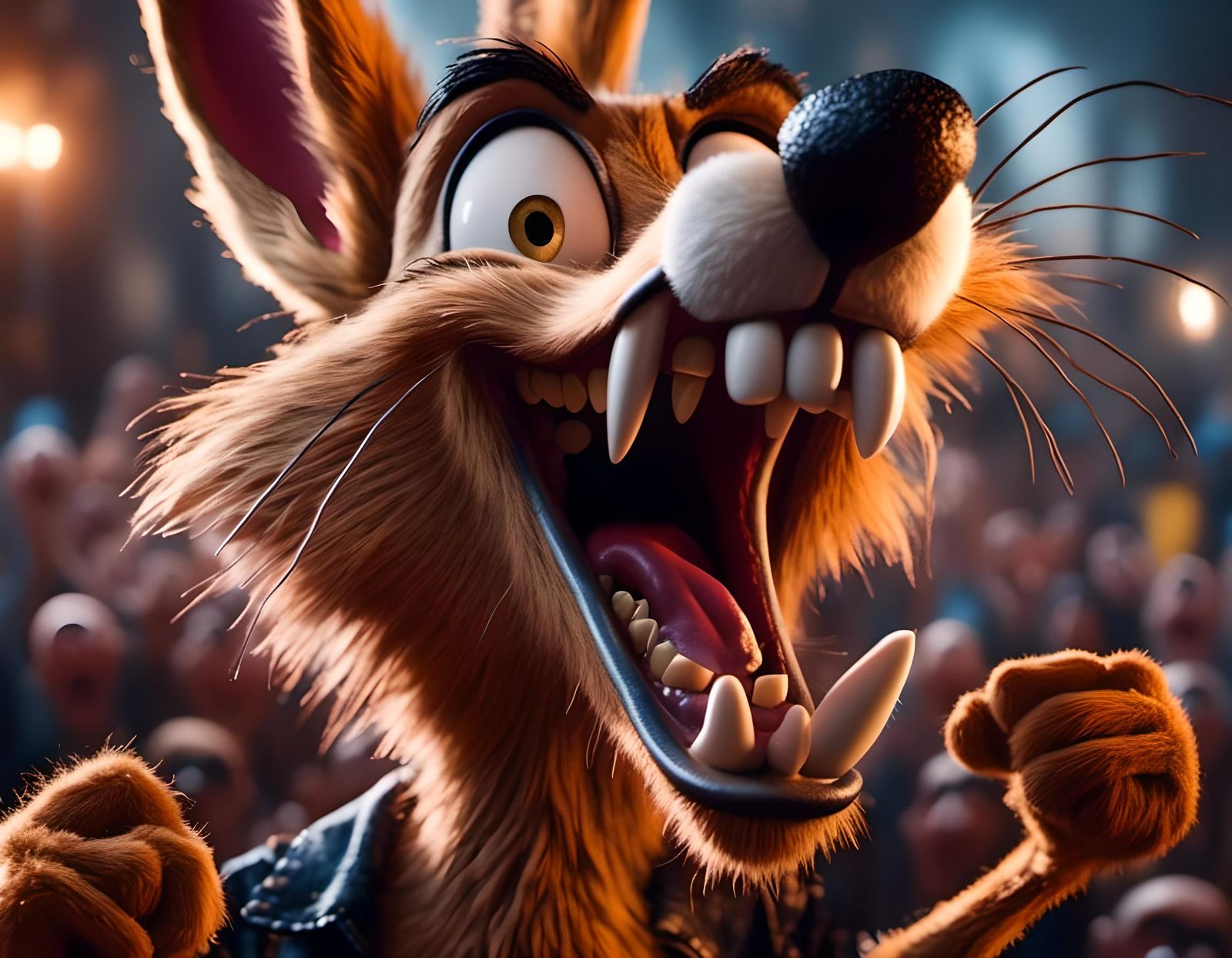 Wile E. Coyote Screaming in Oil Painting Style