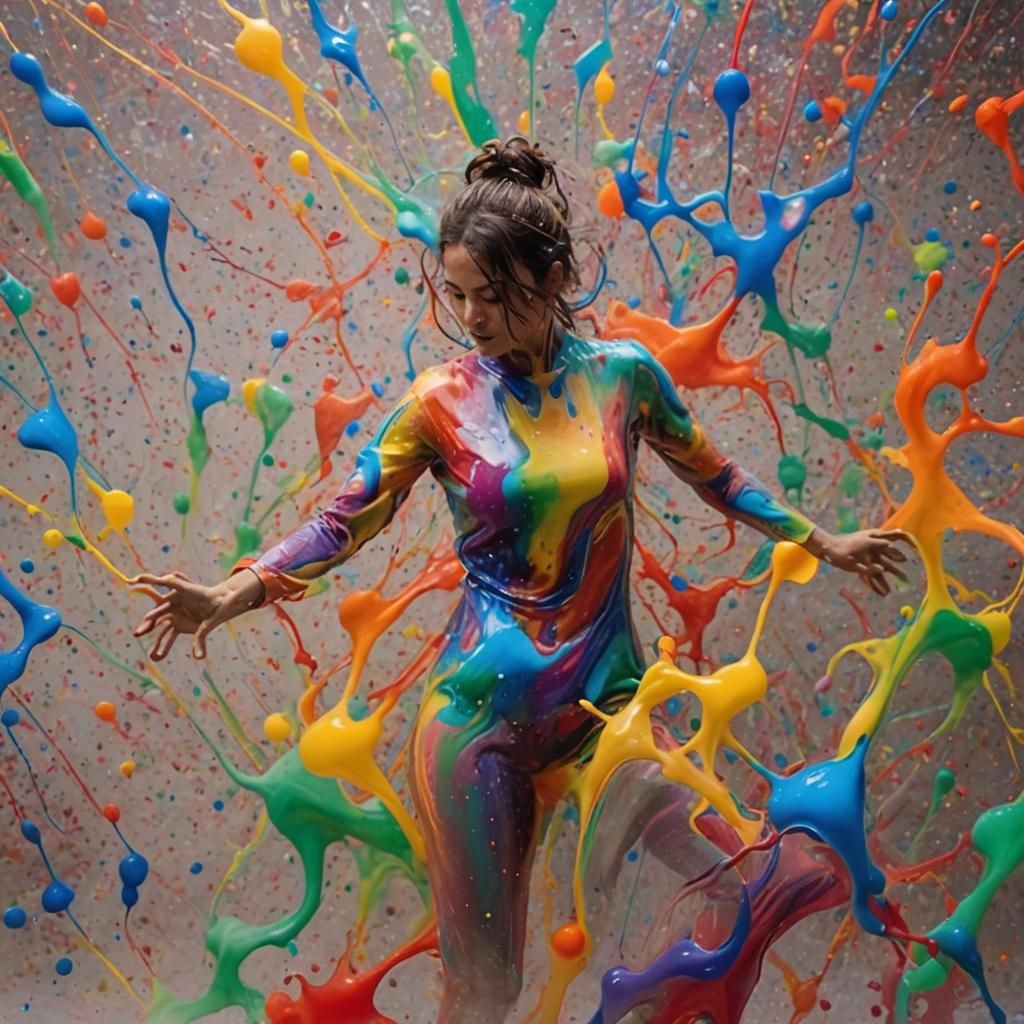 Abstract Dance in Multicolored Fluids