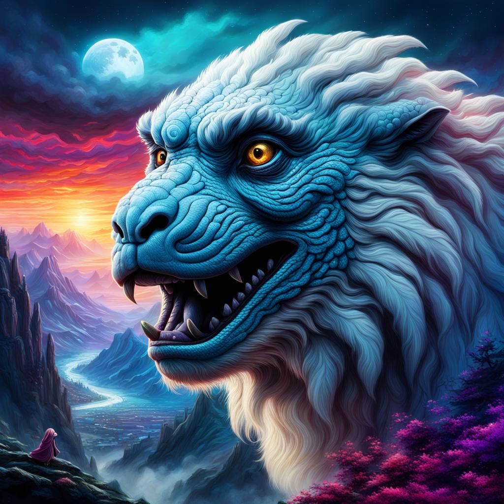 Falkor in Vibrant Colors: Digital Matte Painting