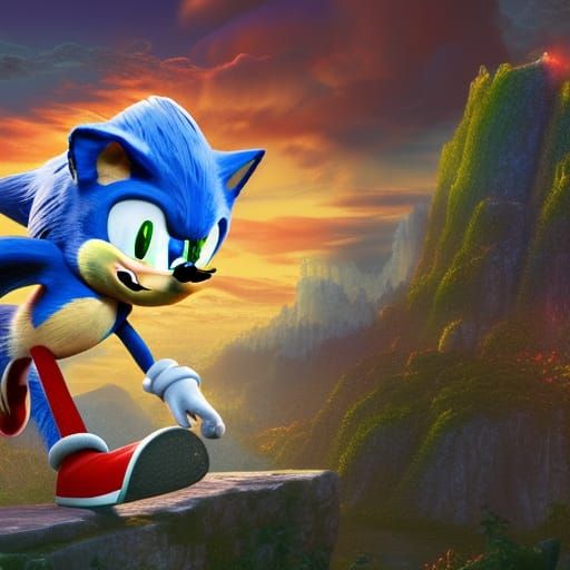 Sonic the Hedgehog in Detailed Matte Painting