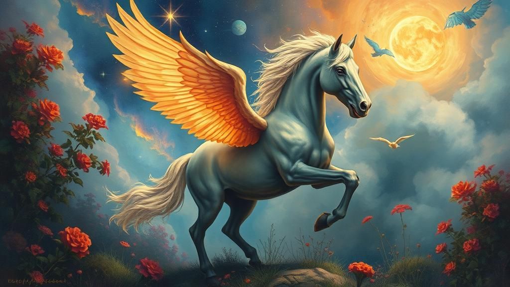 Surreal Celestial Centaur Amidst Glowing Nebulas