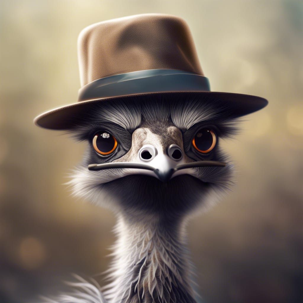 Cute Emu with Fedora and Bright Eyes