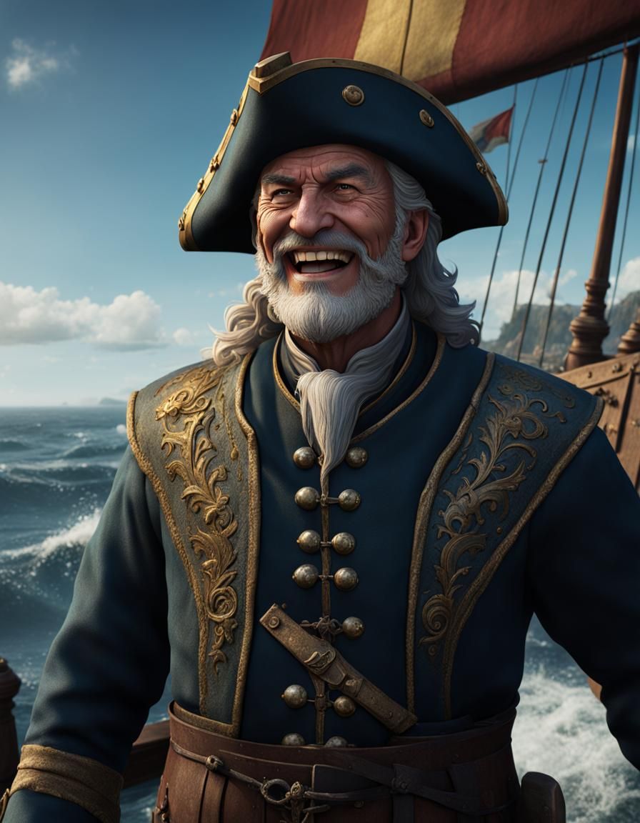 Medieval Sea Captain Portrait in Detailed Matte Painting