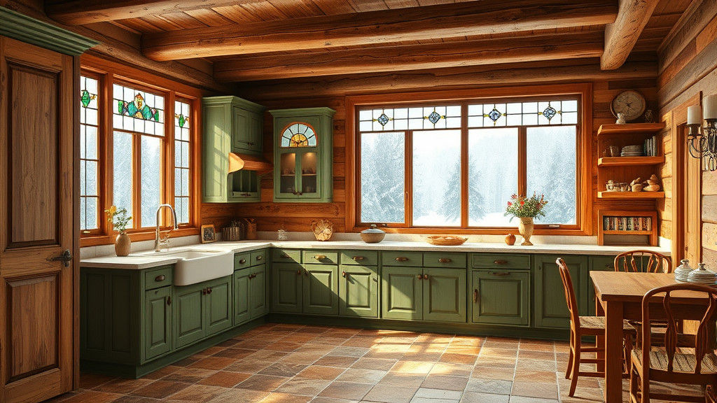 Rustic Wood Kitchen with Winter View