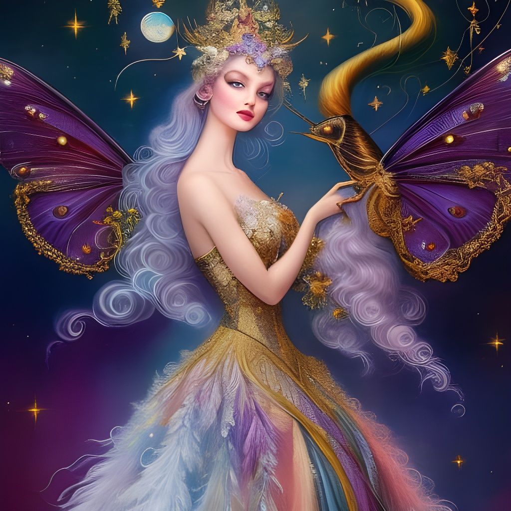 Moon Fairies Embrace in Ethereal Illustration