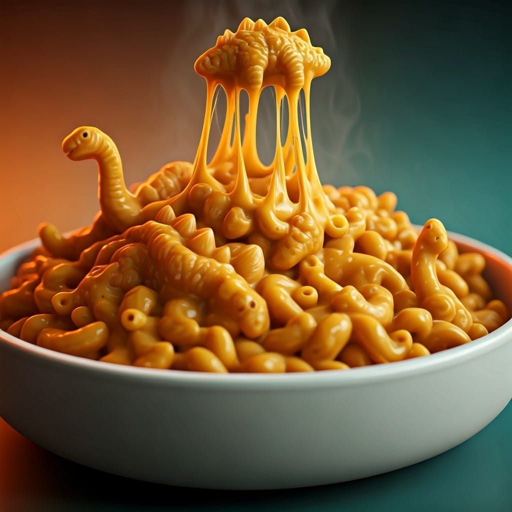 Dinosaur Macaroni and Cheese in Fantasy Style