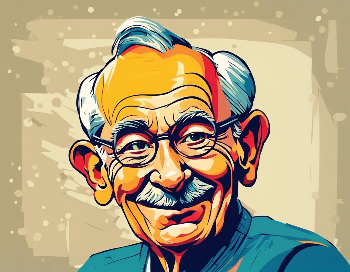 Ironic Face Caricature with Bold Lines