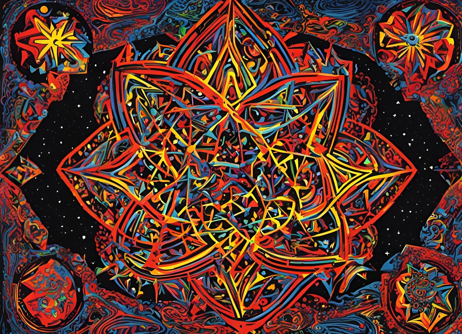 Alien Galactic Wormhole Nebula in Haring Style