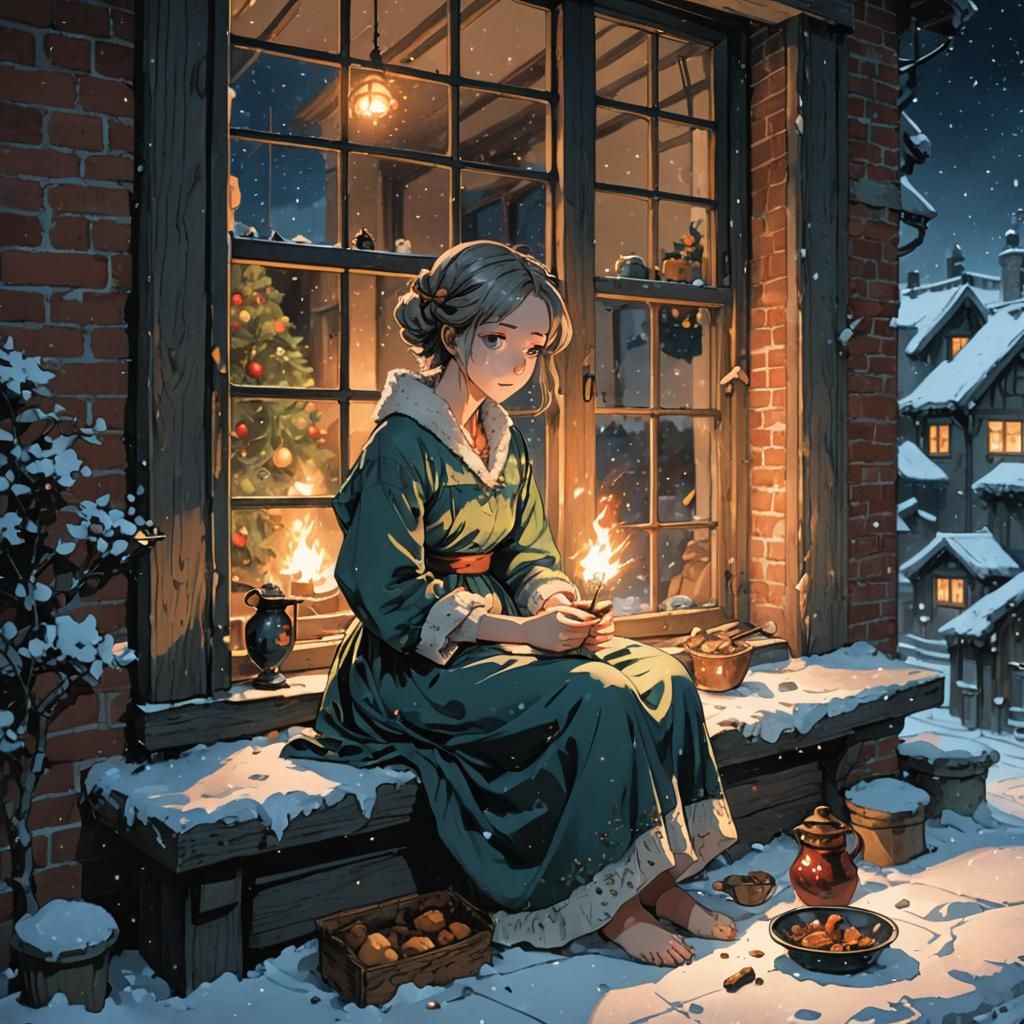 Anime Little Match Girl in the Snow