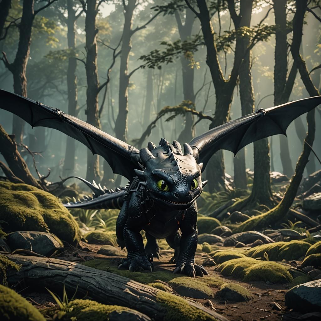 Photorealistic Live-Action Toothless the Dragon
