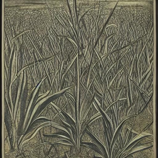 Anxious Plantain Grass in Renaissance Botanical Ink