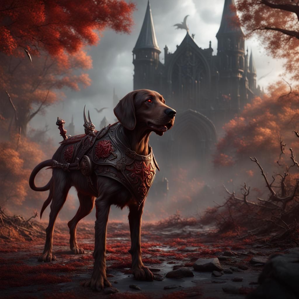 Detailed Bloodhound Matte Painting in Deep Color