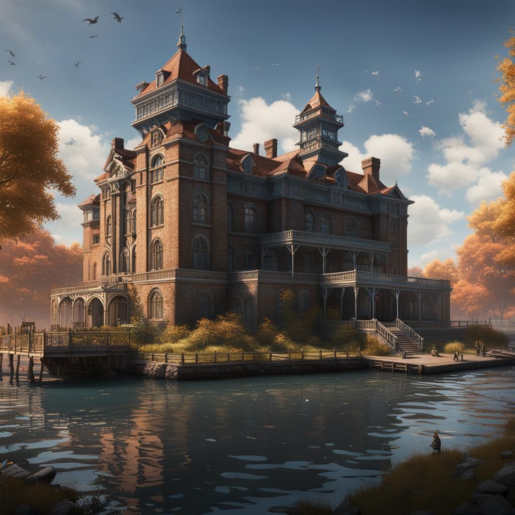 Detailed Matte Painting of Ellis Island