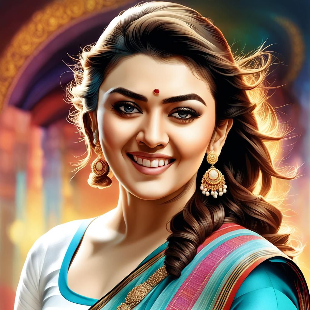 Vibrant Expressionist Portrait of South Indian Actress