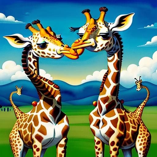 Surreal Giraffes Eating Cupcakes: Dali-esque Watercolor