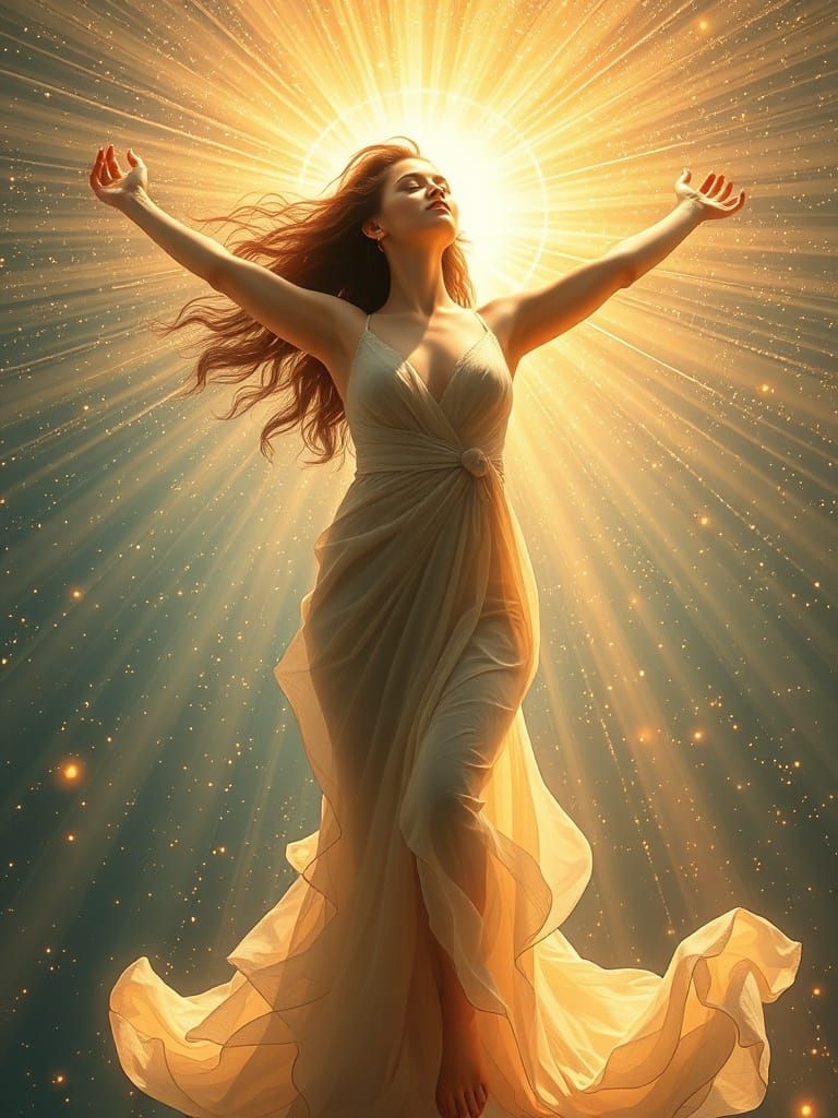 Radiant Woman Embodies Euphoric Bliss and Serenity