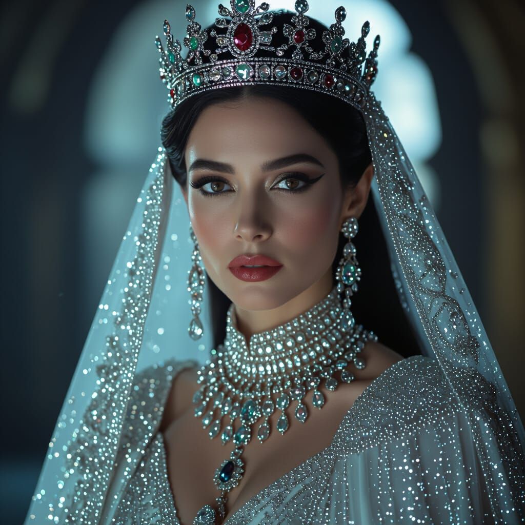 Queen Shima: Regal Female King in Sparkling Attire