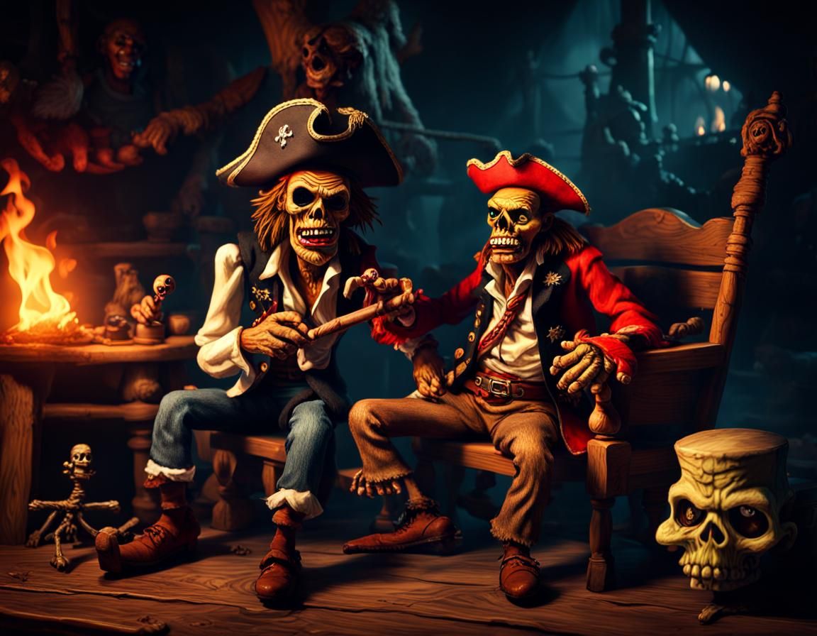 Zombie Pirate LeChuck Voodoo Ritual, Hyperrealistic