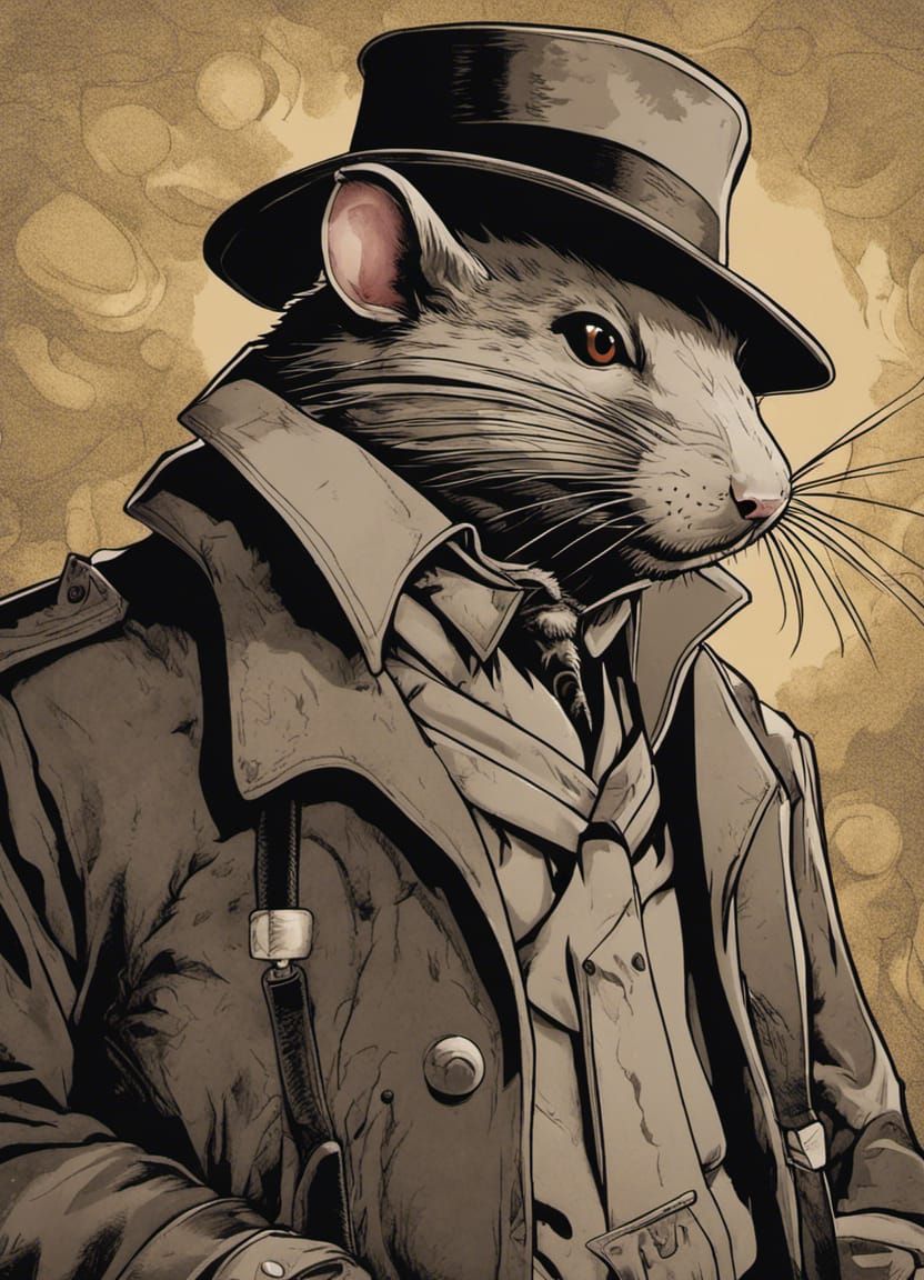 Rat Detective in 1920s Cartoon Style