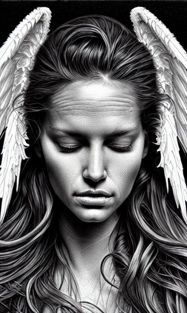 Detailed Angel Portrait in Hyperrealistic Style