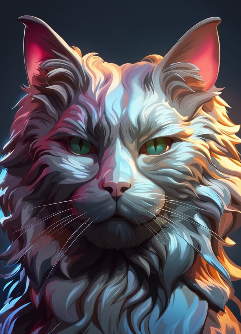 Hyperdetailed Cat-Dog Portrait in Digital Art Style