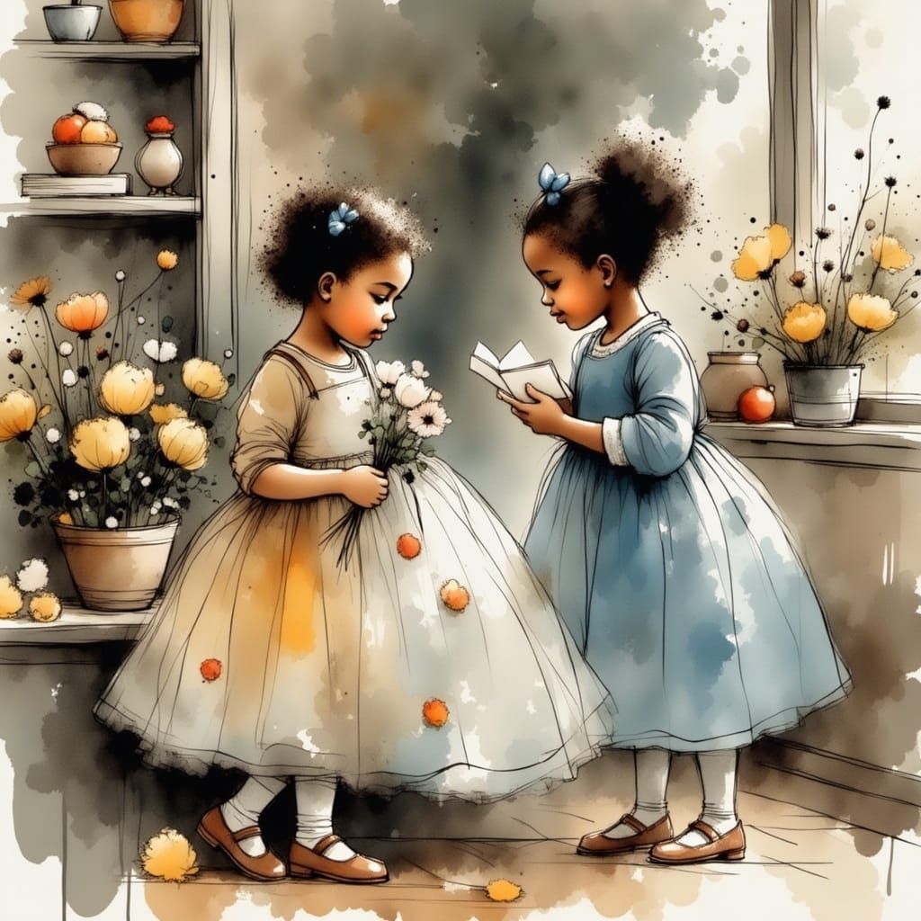 Adorable Black Toddler Girl in Elegant Dress, Inspired by Cl...