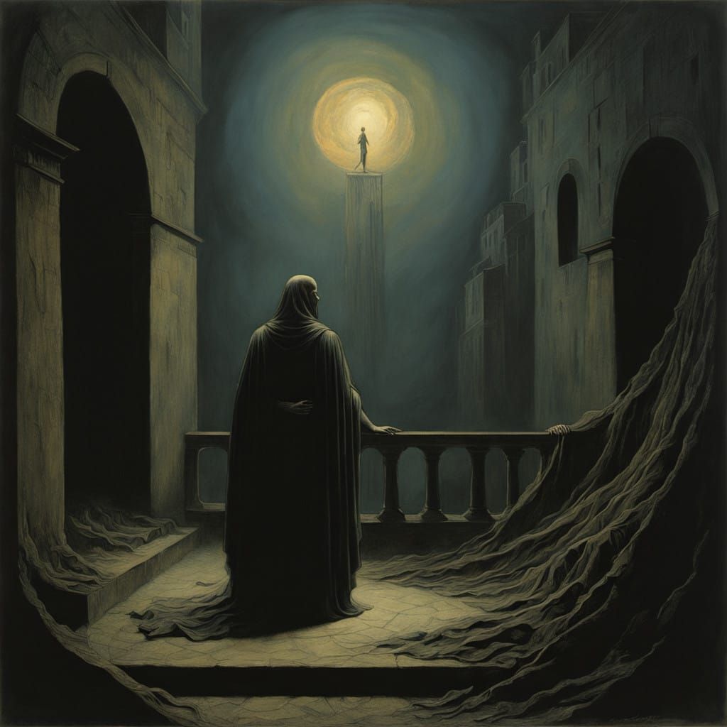 Fortuna Goddess of Fate in Dark Mystical Scene