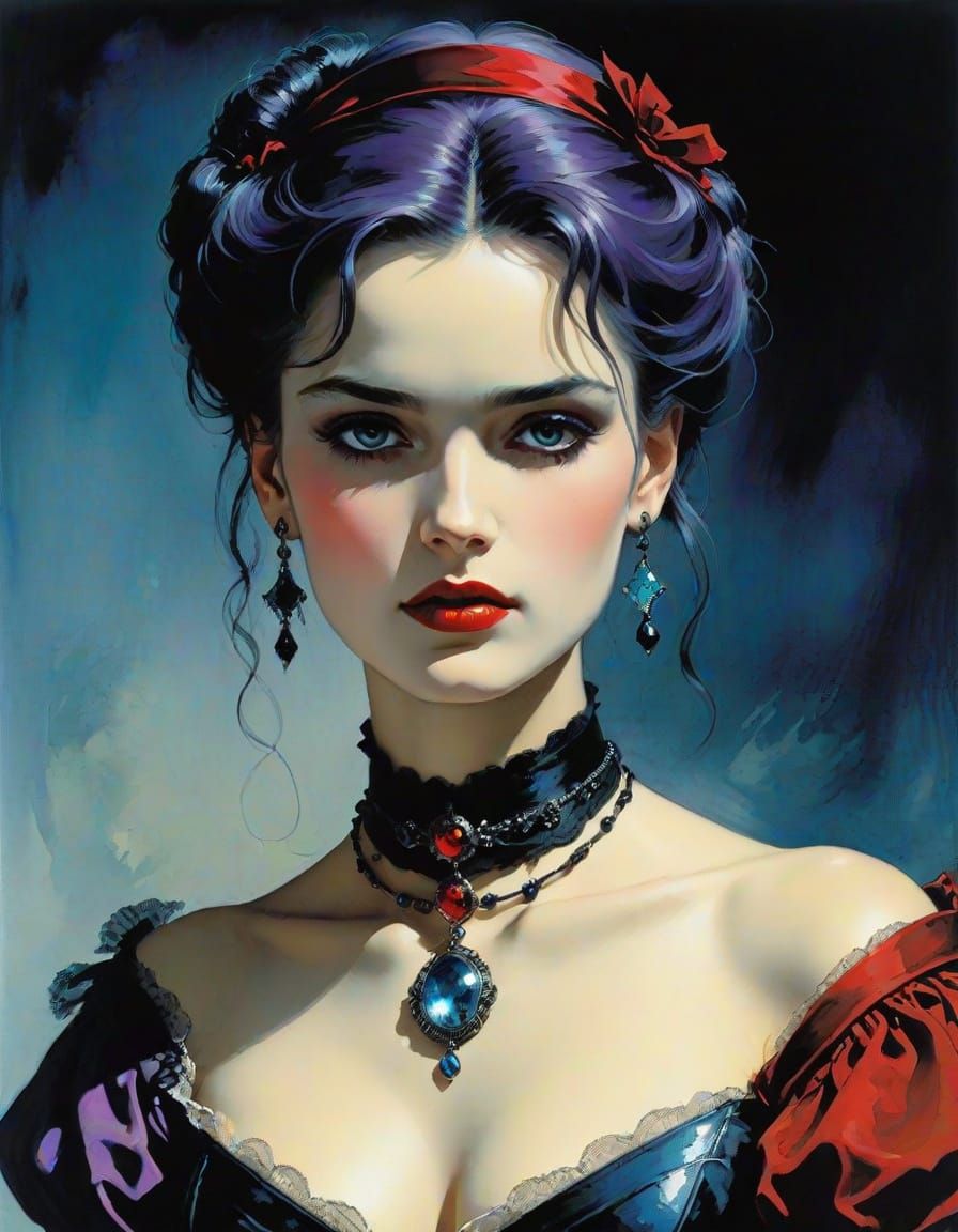 Ethereal Victorian Lady in Post-Apocalyptic Choker