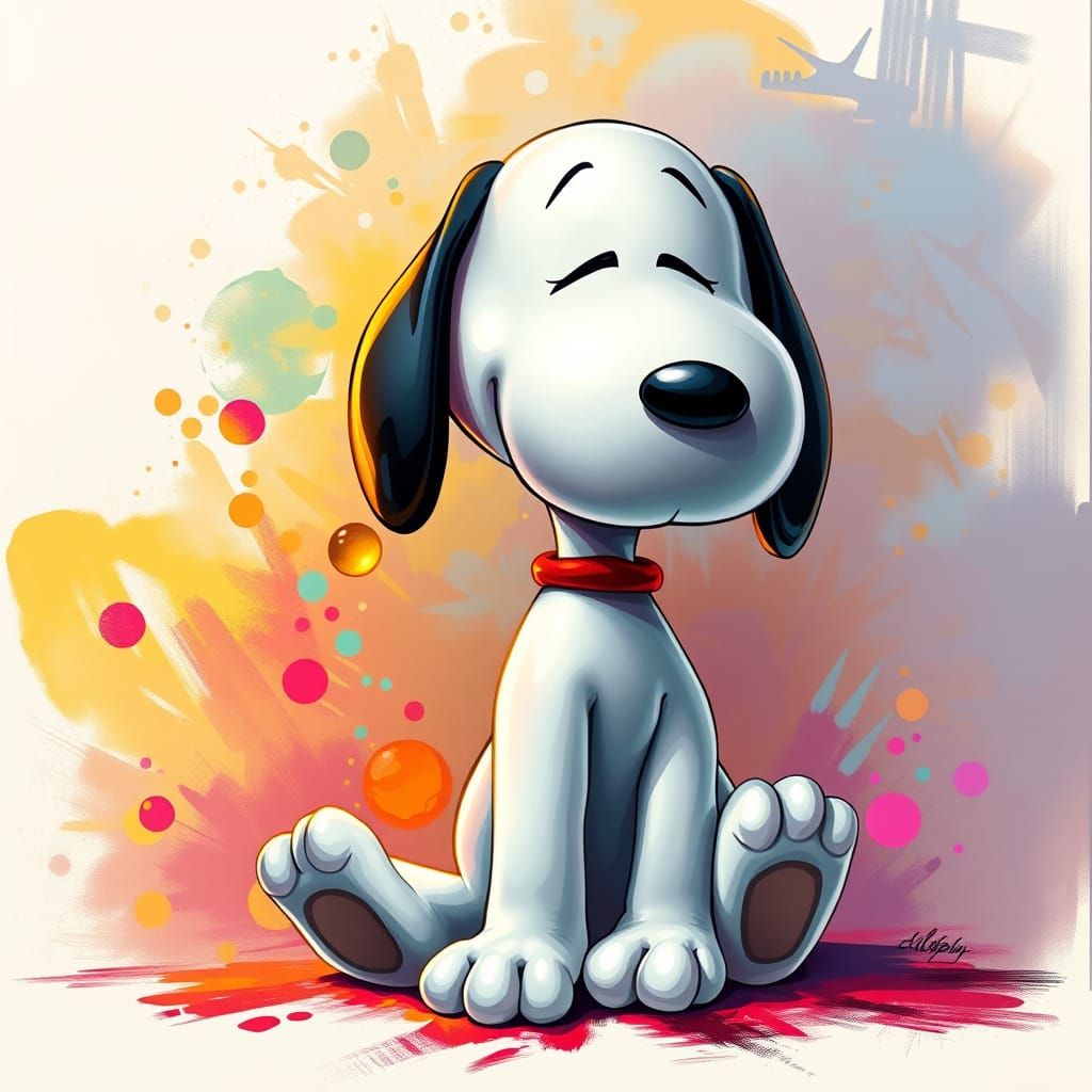 Hyperrealistic Snoopy Splash Art With Dramatic Lighting