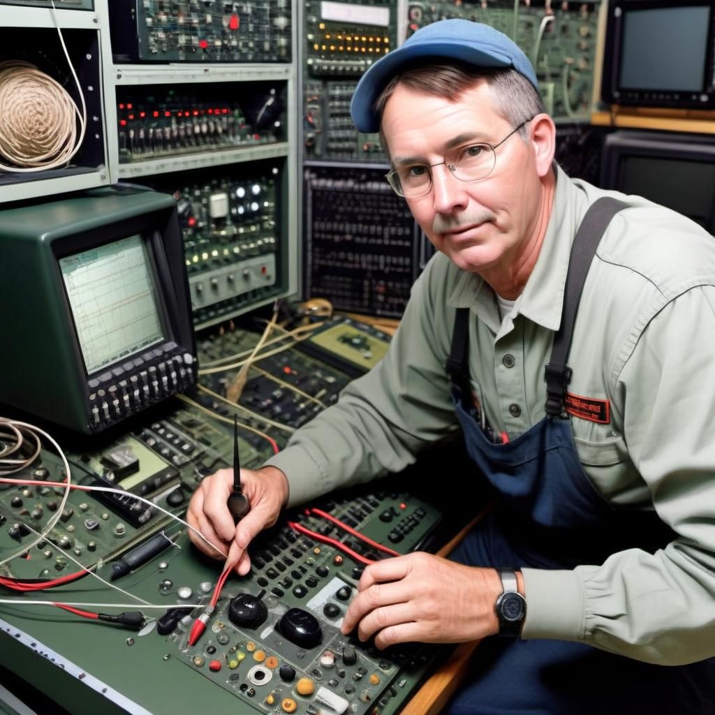 Ham Radio Operator at His Station