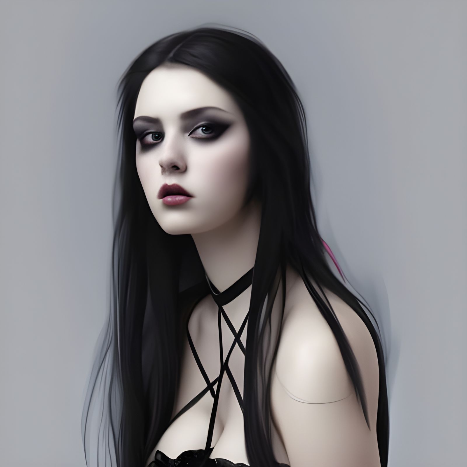 Striking Goth Girl Portrait in Hyperdetailed Style