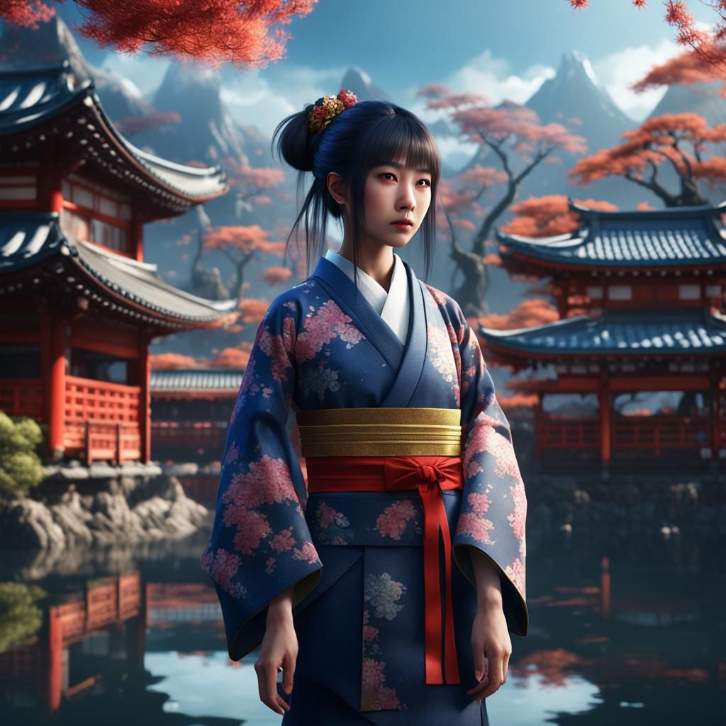 Beautiful Japanese Girl in Detailed Matte Painting