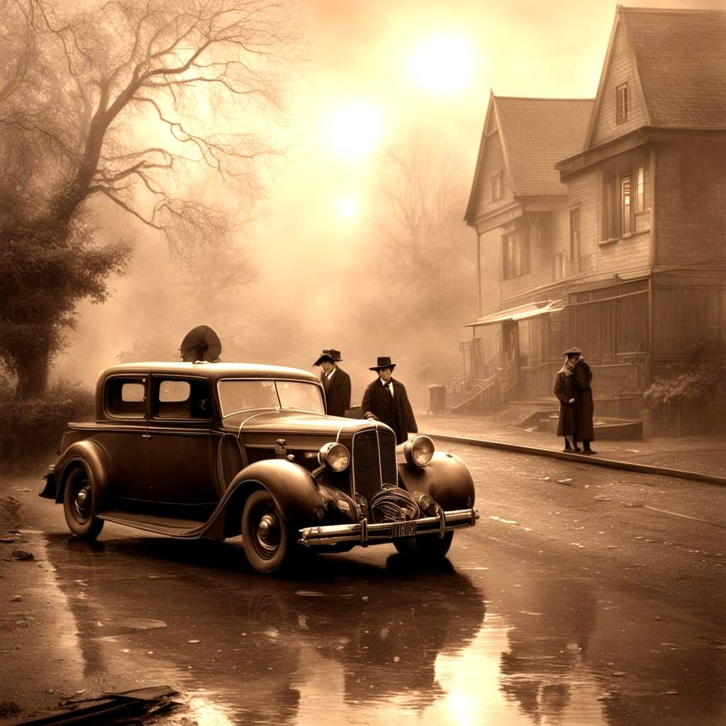 Gangster and Girlfriend: Sepia Retro Tabloid Photo