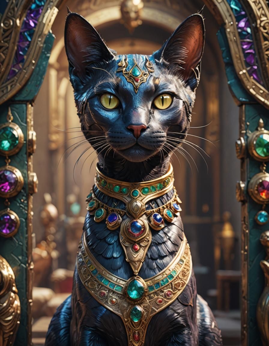 Goddess Bastet: Cat-Human Hybrid in 8k