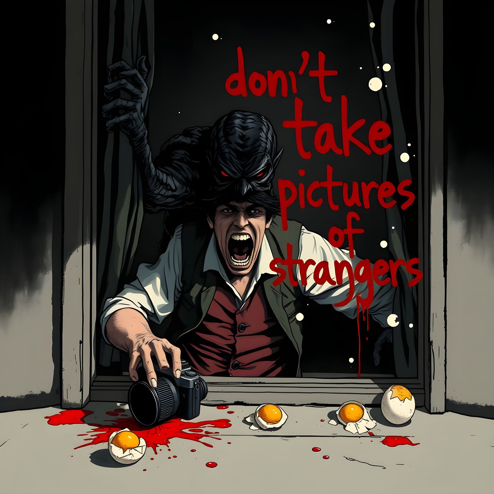 Deadly Encounter: Horror Revenge in Etching Style