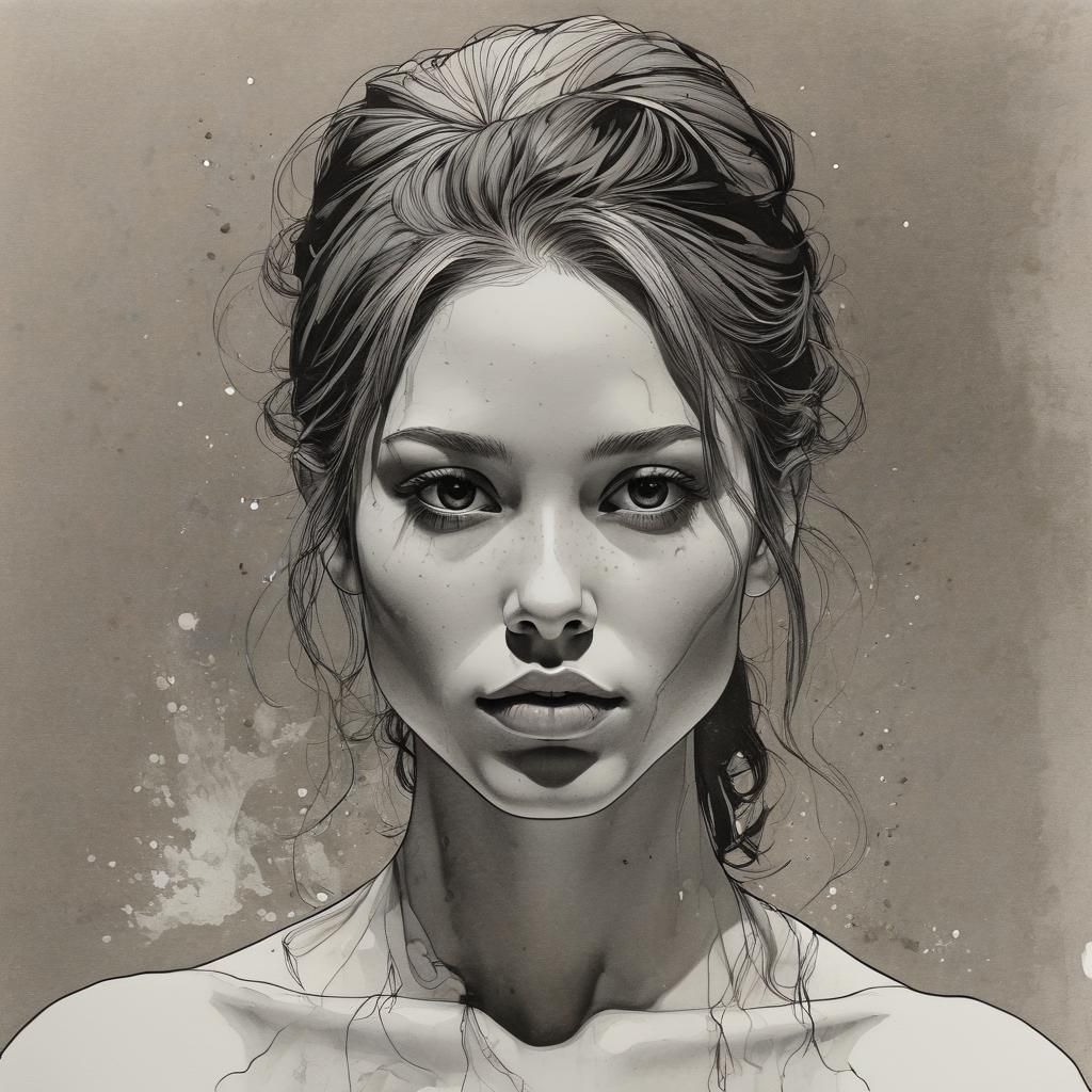 16k, raw, expressive colored ink wash art style characterize...