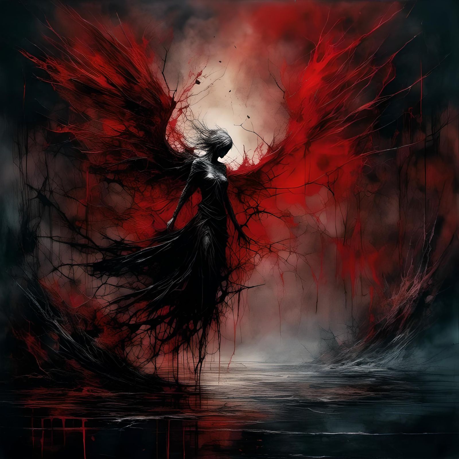 Ethereal Paladin Soaring Over Crimson Lake