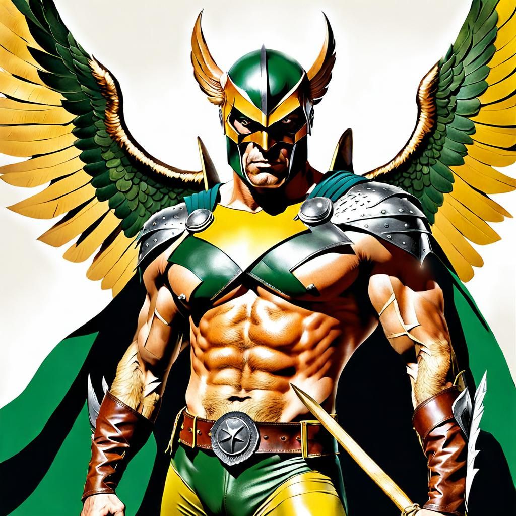 Hawkman Ready for Battle in Gil Kane Comic Style