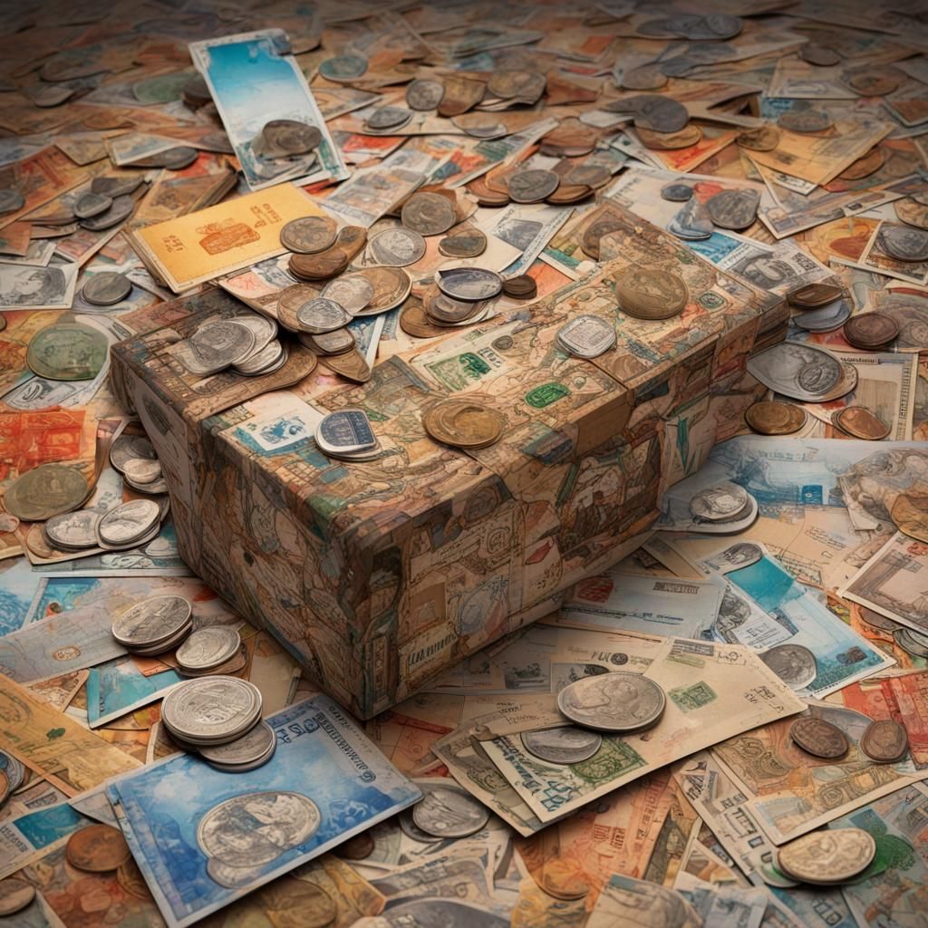 Detailed Chipboard Collage with Worldly Souvenirs