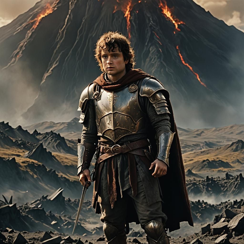 Armored Figure in Mordor: Cinematic Film Still
