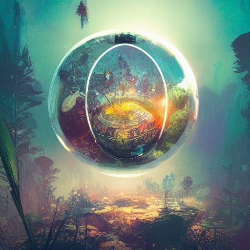 Terrarium in Glass Sphere, Pop Art Photography