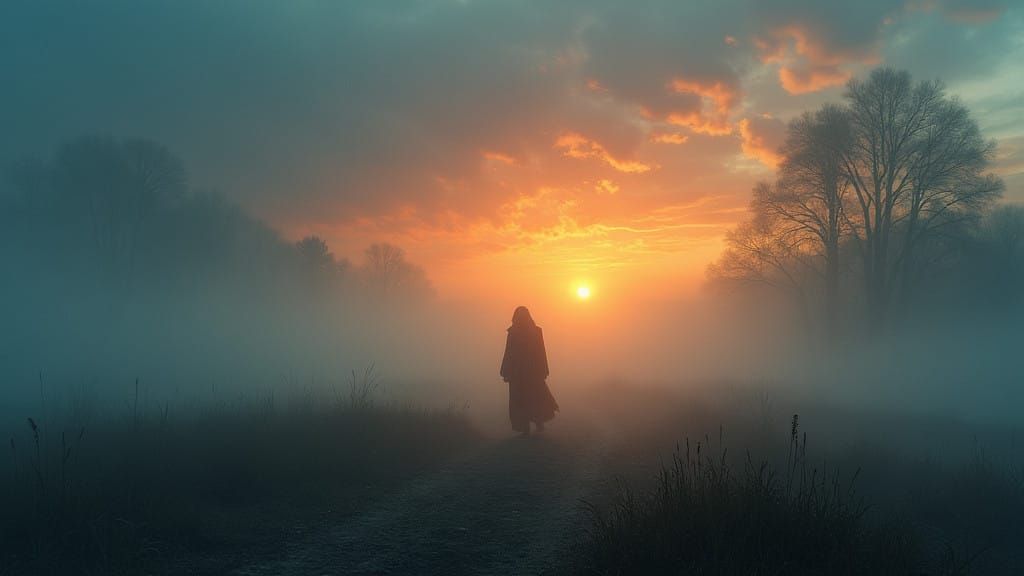 Dreamy Twilight Landscape in Chiaroscuro Style