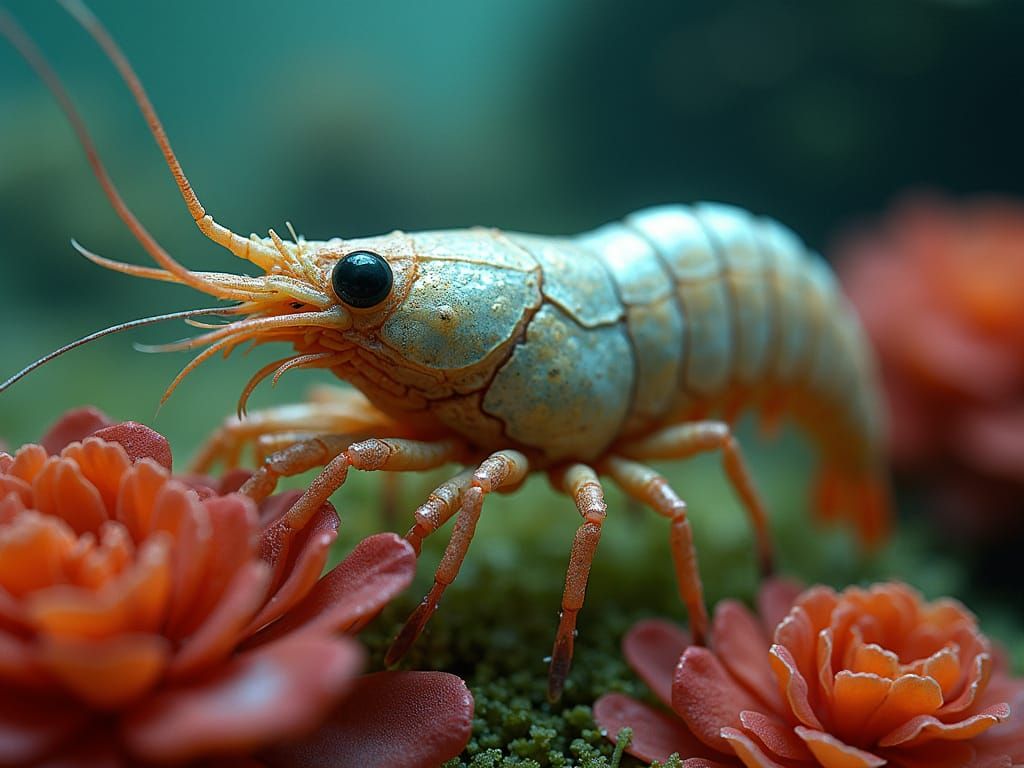 Iridescent Alien Shrimp in Sci-Fi Film Still