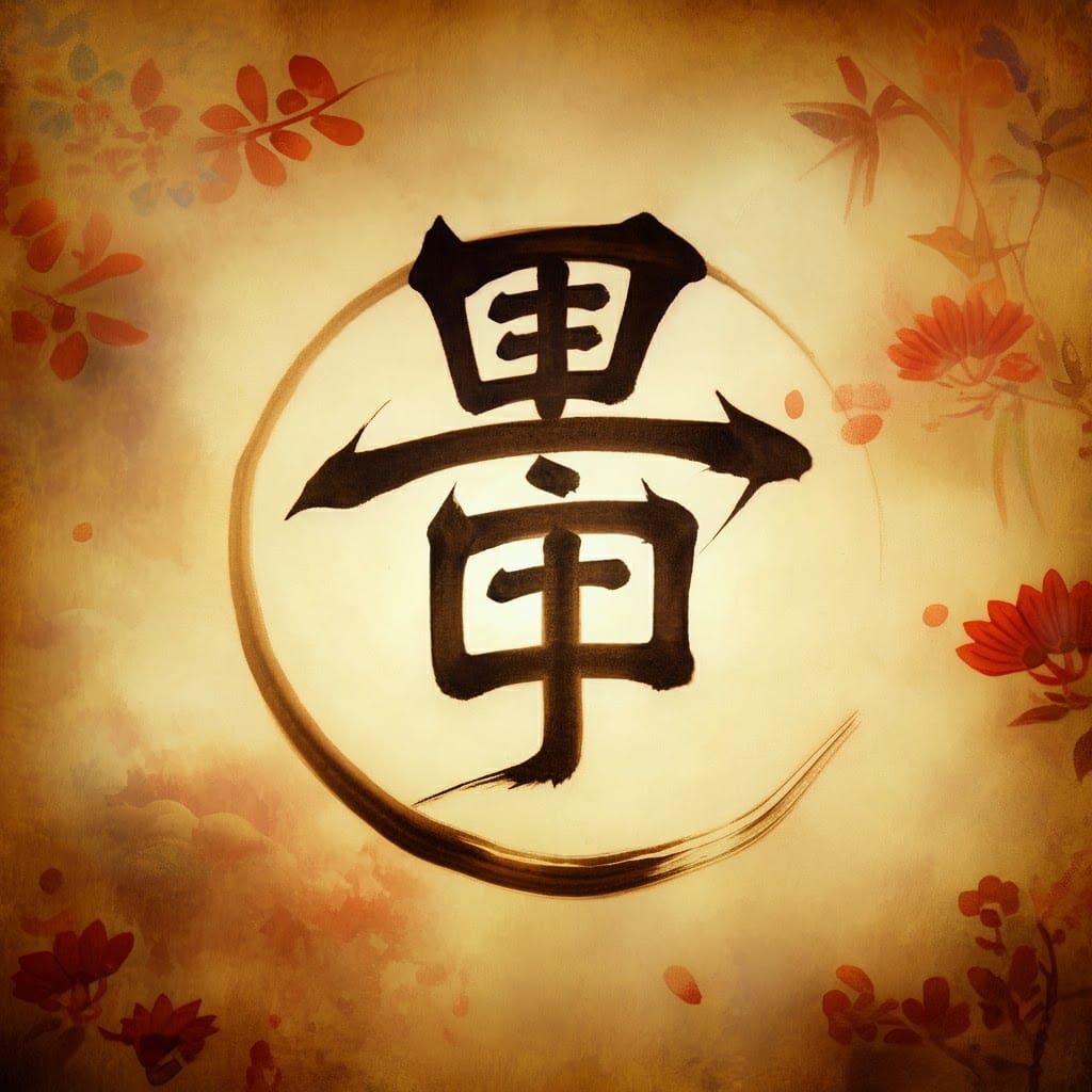 Elegant Kanji Characters in Airbrushed Oil Painting