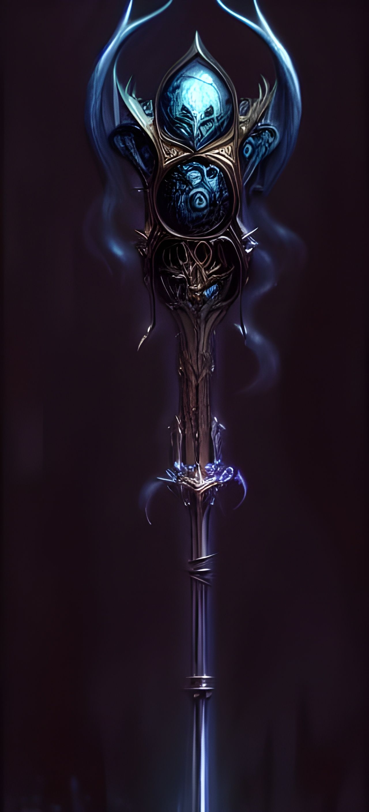Dark Magic Staff Concept Art in Digital Style