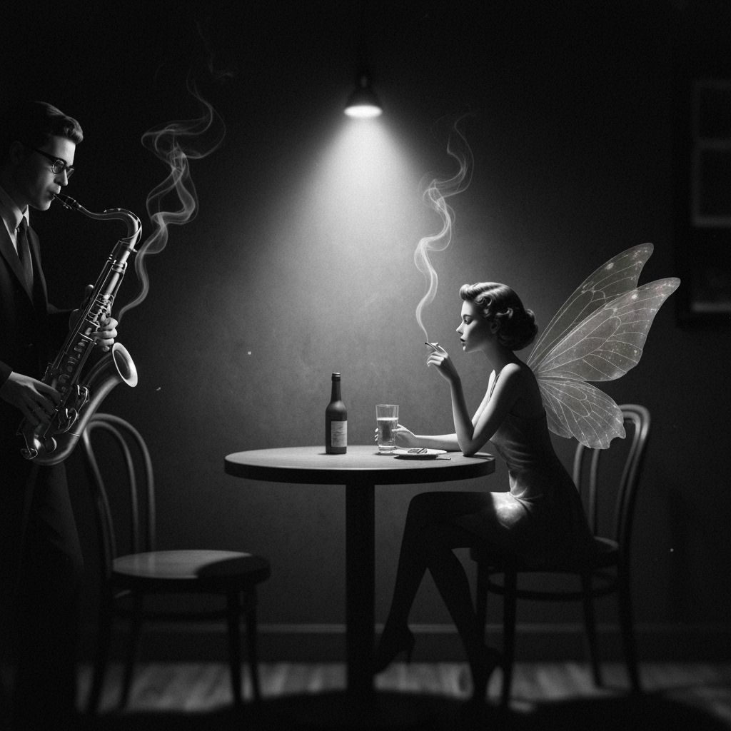 Fairy in Smoky Jazz Club: Moody Film Noir