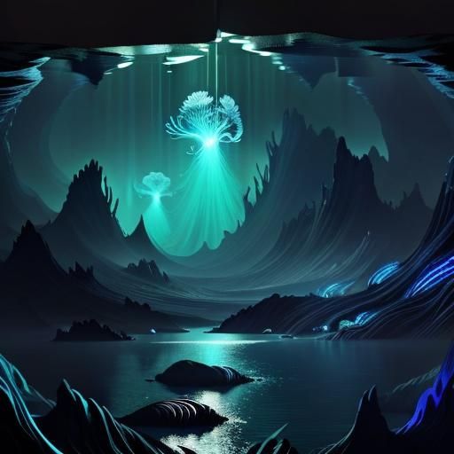Underwater Aliens in Bioluminescent Concept Art